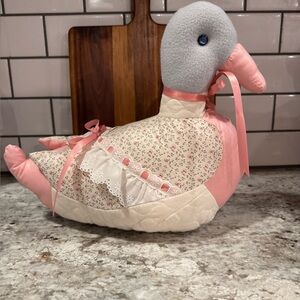 Vintage Farmhouse Quilted Mallard Duck Door Stopper Weighted Bottom